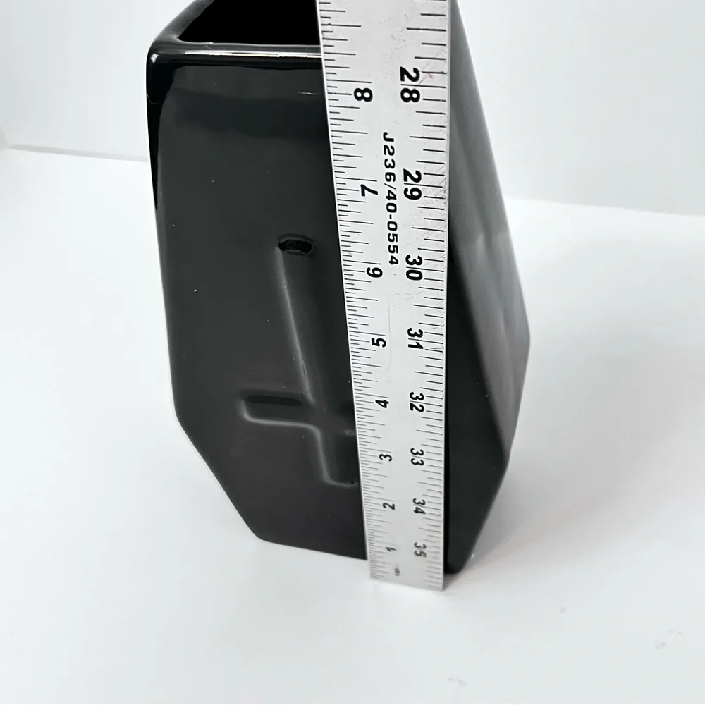 New Killstar Haunted Homeware Black Coffin Shape Vase Ceramic Glossy Cross Large